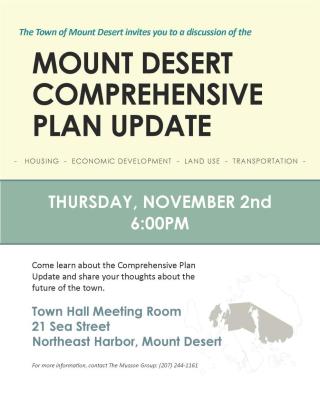 Flier for Mt Desert Comp Plan Meeting