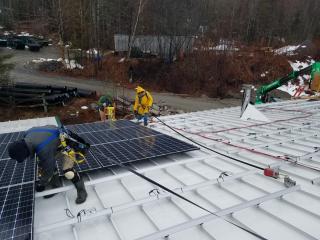 Solar Array being assembled for use on one of the Town Garage Buildings