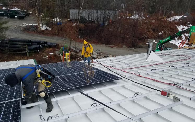 Solar Array being assembled for use on one of the Town Garage Buildings